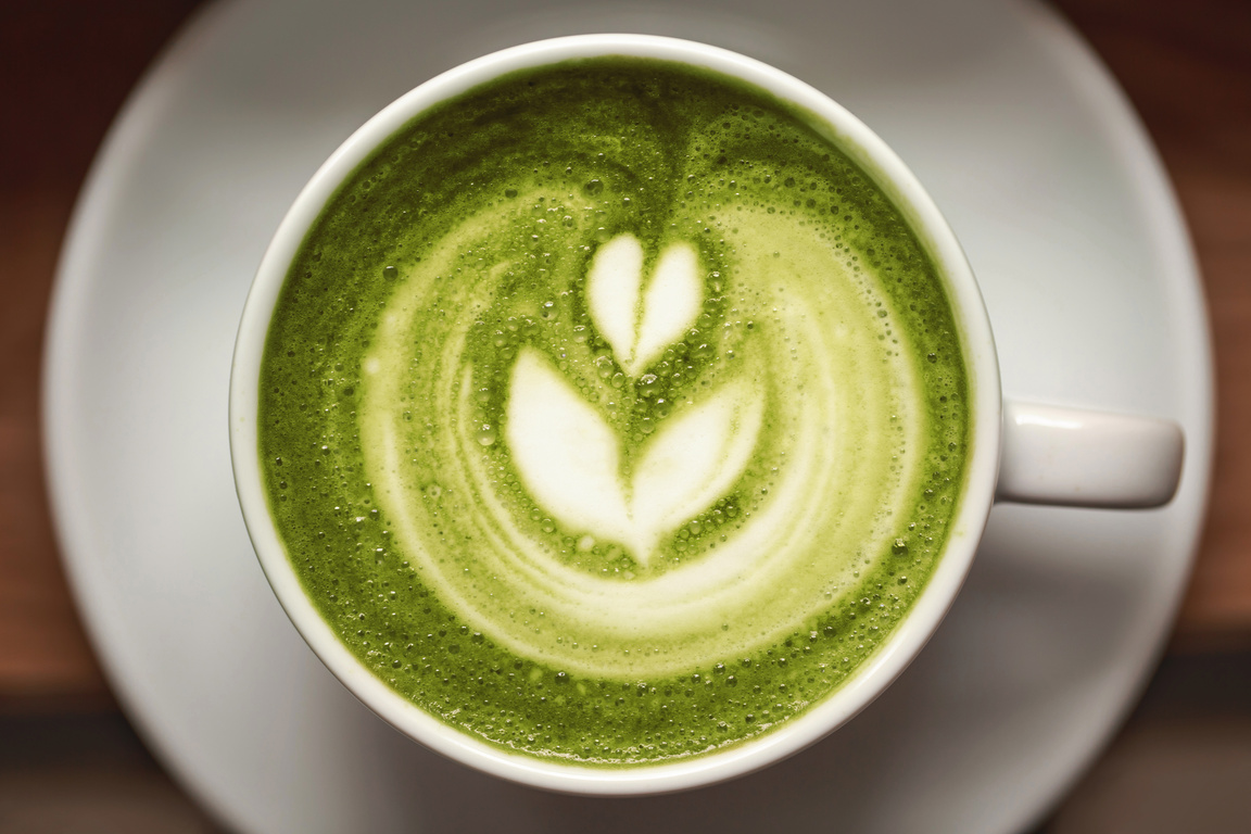 Cup of green tea matcha latte
